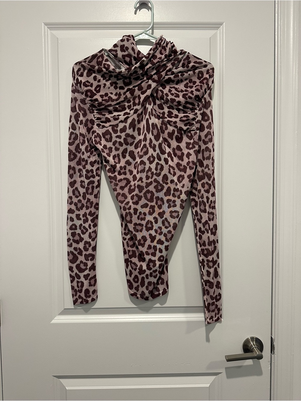 ZARA Leopard Print Long Sleeve Cowl Neck Top